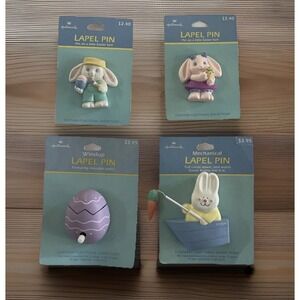 Hallmark 1989 Easter‎ Vintage Movement Collectible Lapel Pins - 4 Set